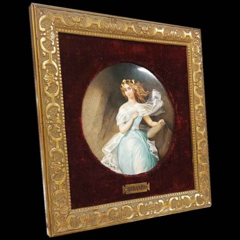 antique porcelain portrait painting miranda 1897 signed tauty lyon gilt frame