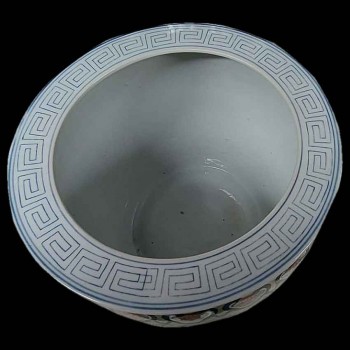 asian ceramic bowl peacock lotus decorative basin vintage 1930