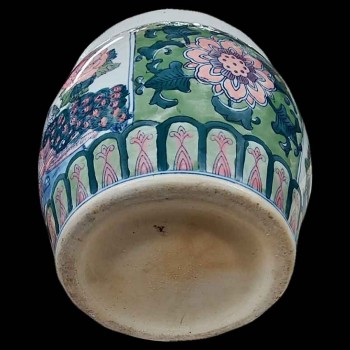 bassin asiatique faience paons lotus japonisant 1930 decoratif