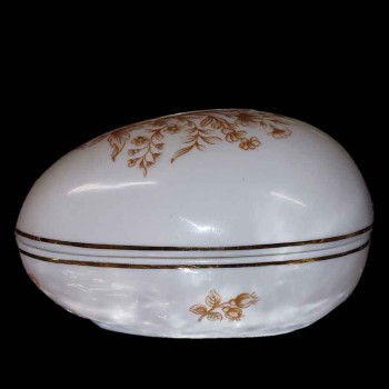 oeuf porcelaine hongrie art deco bonbonniere boite bijoux decor floral vintage