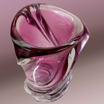 Elegante vintage Val Saint Lambert kristallen vaas uit de jaren zestig: een verfijnd vleugje geschiedenis en sprankeling