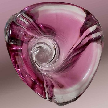 Vase Val Saint Lambert Kristall Sommerso Amethyst Vintage 1960 Schild