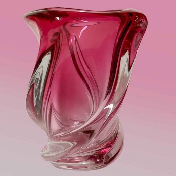 jarrón val saint lambert cristal sommerso caracola roja delvenne 1958
