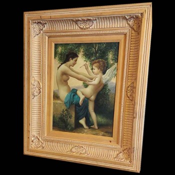 venus cupid oil painting mythological scene gilded frame vintage artwork