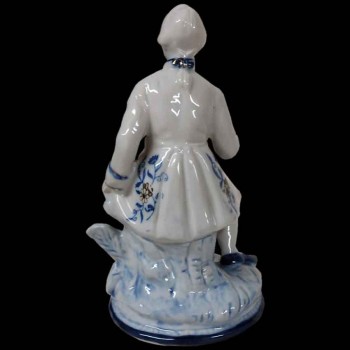 Capodimonte porseleinen echtpaar, markies en markiezin, galante scène, blauw-wit antiek