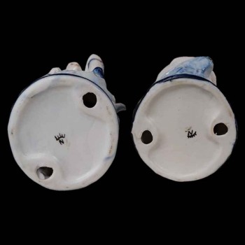 Capodimonte-Porzellanpaar, Marquis und Marquise, festliche Szene, blau-weiß antik