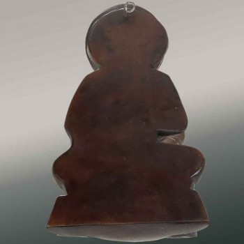 Geschnitzte Buddha-Statue aus Holz mit Abhaya-Mudra, asiatische Zen-Dekoration im Vintage-Stil