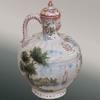 Moustier earthenware ewer 18th century