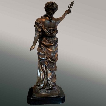 antique french bronze sculpture victory woman laurel paris 19th century