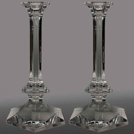 Pair of large candlesticks candlesticks in Val Saint Lambert crystal 20th century