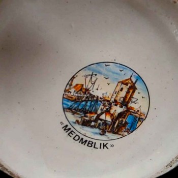 Antique Dutch vase, hand-painted earthenware, Medemblik, port scene