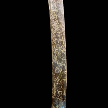 vintage indian ceremonial sword curved blade panther elephant decorative