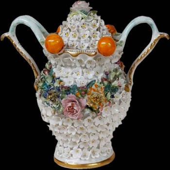 jacob petit snowball porcelain vase paris floral relief antique 19th century
