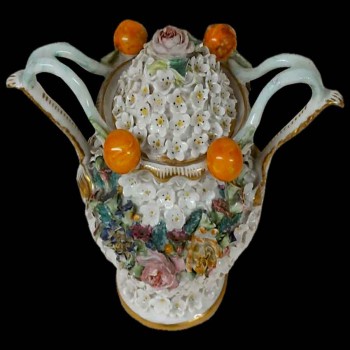 jacob petit snowball porcelain vase paris floral relief antique 19th century