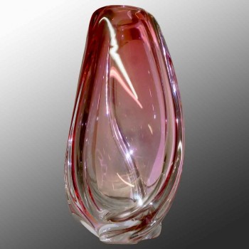 Grande vaso vintage in cristallo Val Saint Lambert René Delvenne 1950-1959