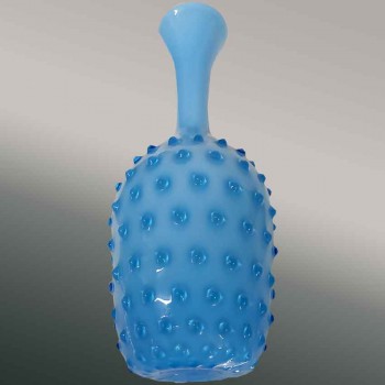 vase murano bleu turquoise perle verre souffle vintage italien