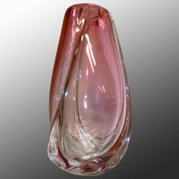 Große Vintage Kristallvase Val Saint Lambert René Delvenne 1950-1959