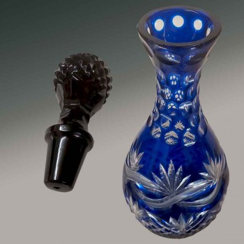 Juego de vino Art Déco de cristal azul cobalto, jarra, copas de vino, tamaños