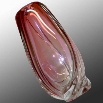 Large vintage crystal vase Val Saint Lambert René Delvenne 1950-1959