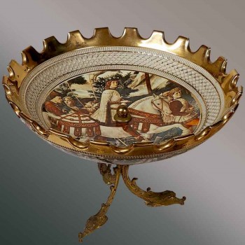 Coppa decorativa re magi gozzoli terracotta dorata vintage fiorentina bronzo