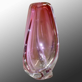 Große Vintage Kristallvase Val Saint Lambert René Delvenne 1950-1959