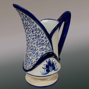 broc moustiers xviiie faience ancienne ferrat decor bleu cruche collection