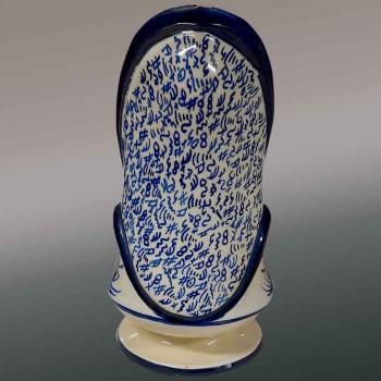 Moustiers kan, 18e eeuw, antiek Ferrat aardewerk, blauwe decoratie, verzamelobject