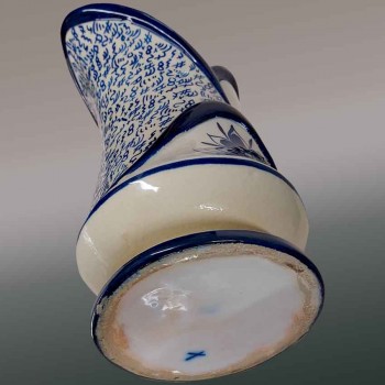 Jarra Moustiers, siglo XVIII, loza antigua de Ferrat, decoración azul, pieza de coleccionista.