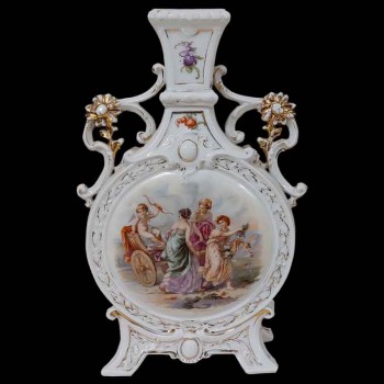 vase porcelaine vienne ancien cupidon decor mythologique dorure xixe siecle