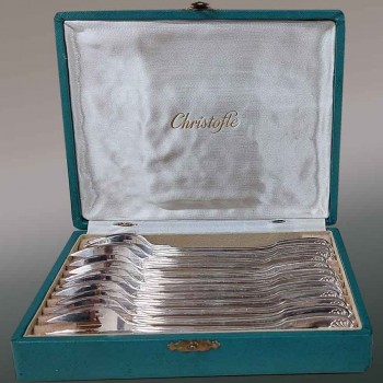 christofle vendome dessert forks set silver plated vintage box french luxury flatware