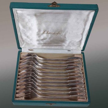 Christofle - box of twelve Vendôme model cake forks