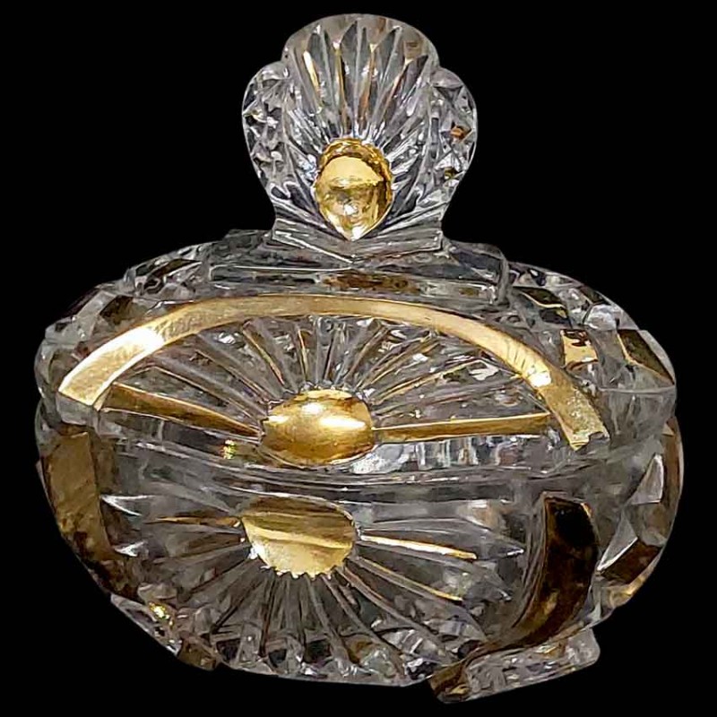 Baccarat crystal jewelry box, gilt cut, 19th century, Le Creusot antique luxury box