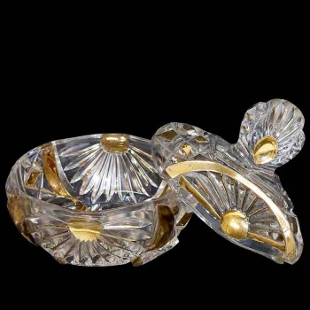 Joyero de cristal Baccarat, tallado en oro, siglo XIX, caja de lujo antigua de Le Creusot