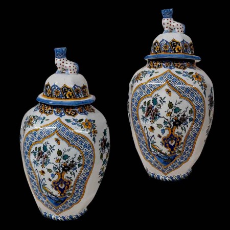 Pair of BFK (painters' room) covered jars 1870-1900