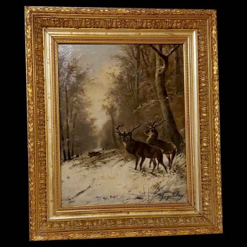 georges crehay oil painting deer