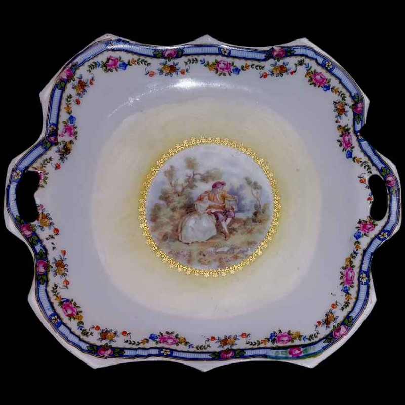 plateau porcelaine ancien romantique
