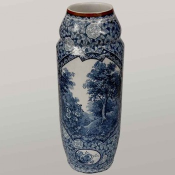 Par de jarrones de porcelana Franz Anton Mehlem, años 50, decoración de Tokio.