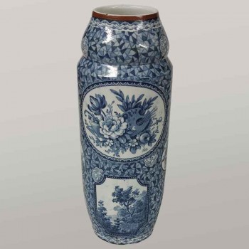 Par de jarrones de porcelana Franz Anton Mehlem, años 50, decoración de Tokio.