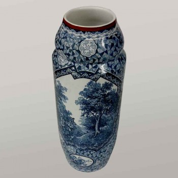Par de jarrones de porcelana Franz Anton Mehlem, años 50, decoración de Tokio.
