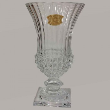 Paire de vase en cristal incolore du Val Saint Lambert