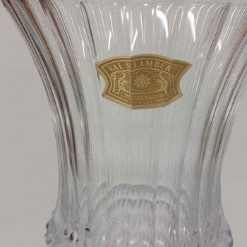 Paire de vase en cristal incolore du Val Saint Lambert