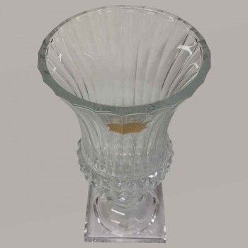 Paire de vase en cristal incolore du Val Saint Lambert
