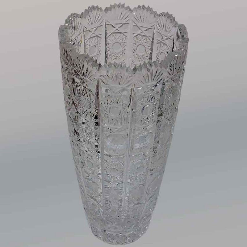 Antique Bohemian crystal vase from the Art Deco period