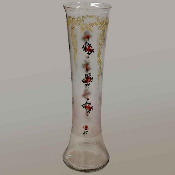 Par de jarrones de cristal esmaltado Art Nouveau