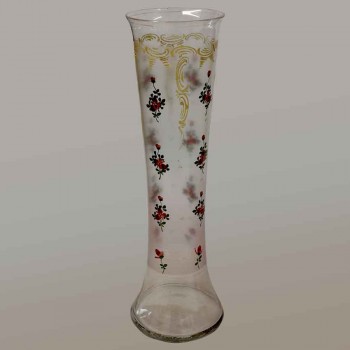 Par de jarrones de cristal esmaltado Art Nouveau