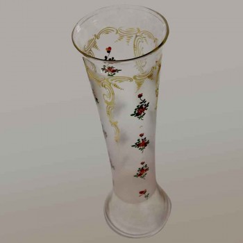 Par de jarrones de cristal esmaltado Art Nouveau