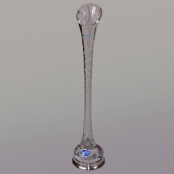 Vaso a bocciolo in cristallo italiano su base in argento