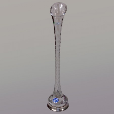 Vaso a bocciolo in cristallo italiano su base in argento