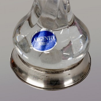Vaso a bocciolo in cristallo italiano su base in argento