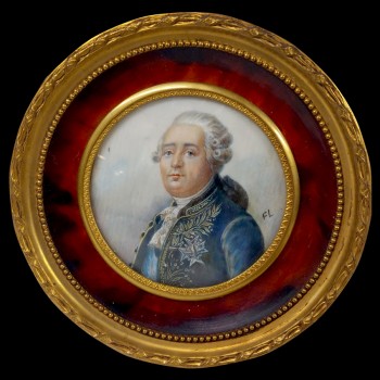 Two miniature portraits of Louis XVI and Queen Marie Antoinette, signed FL, 19th century